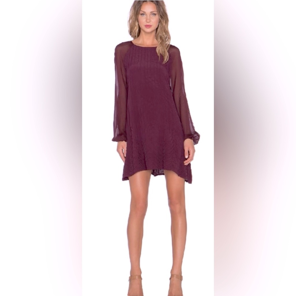 Cleobella Maroon Long Sleeve A Line Dress - Picture 2 of 12